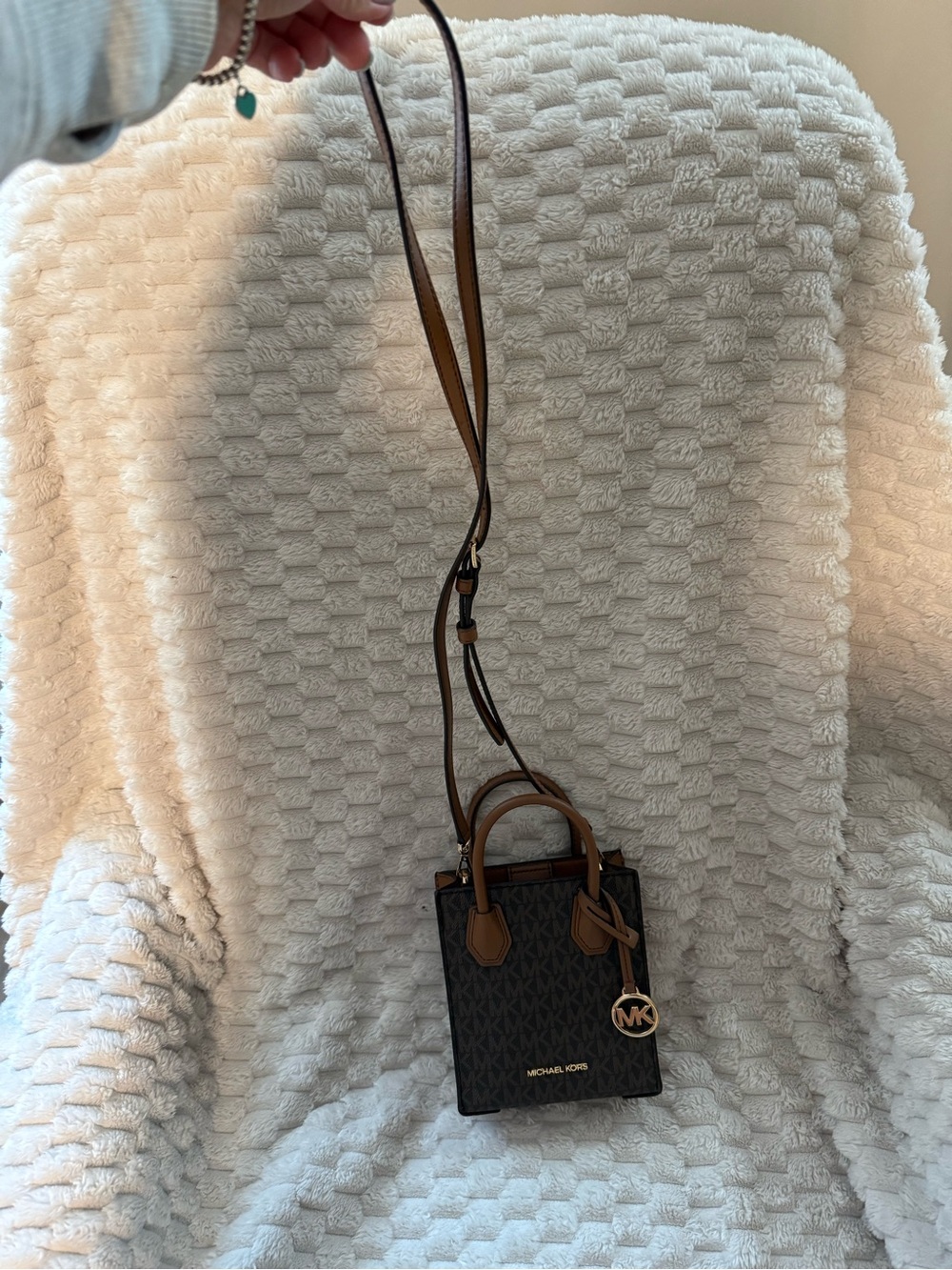 Michael Kors Brown Tan MK Signature Structured Mini Tote - Picture 4 of 4